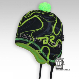 DĚTSKÁ ZIMNÍ ČEPICE černá/zelená Laponka Polárka Dráče