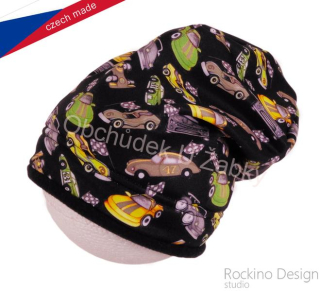 Chlapecká zimní čepice černá auta Rockino 1460