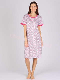 DÁMSKÁ NOČNÍ KOŠILE bílá/růžová P Alaska Evona