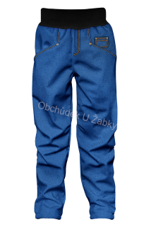Dětské softshellové kalhoty zateplené modré džínové WAMU