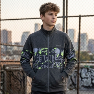 CHLAPECKÁ MIKINA šedý melír Wolf M2452