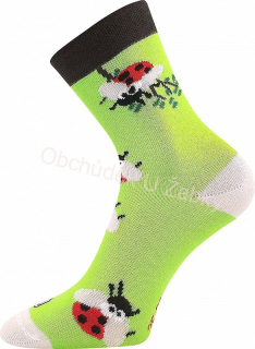 Dívčí ponožky Woodik zelené berušky Fuski Boma Voxx