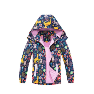 DÍVČÍ TEPLEJŠÍ BUNDA tm.modrá zvířátka Kugo B2991N