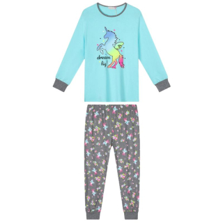 DÍVČÍ PYŽAMO modrá/šedá Kugo MP1761