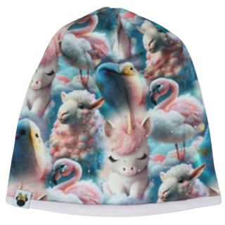 Dívčí podzimní/jarní čepice růžová/modrá jednorožec KEV 2024-121