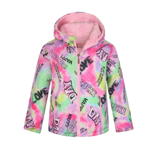DÍVČÍ ZIMNÍ BUNDA růžová/zelená Kugo KB2379