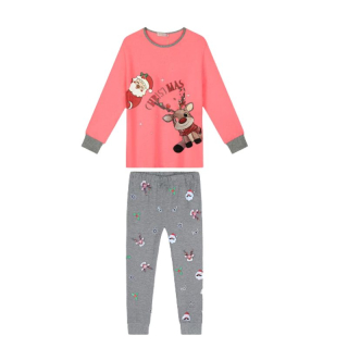 DÍVČÍ PYŽAMO růžová/šedá Kugo MP3826