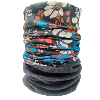 Nákrčník multi-fleece kytičky černý Novia