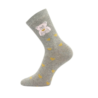 Dívčí ponožky  šedý melír medvídek Fuski Boma Voxx