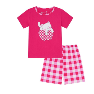 DÍVČÍ LETNÍ PYŽAMO tm.růžová Wolf S2563