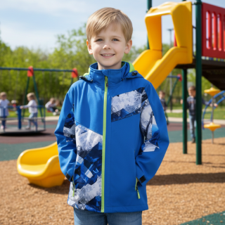 Chlapecká softshellová bunda nezateplená modrá Kugo HK5658