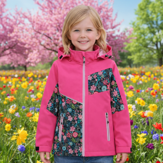 Dívčí softshellová bunda nezateplená růžová Kugo HK5658