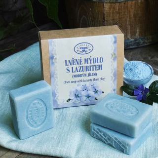 Přírodní lněné mýdlo s lazuritem (modrým jílem) 100g