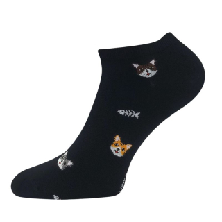Voxx Dámské ponožky kotníčkové Bibiana černé kočky