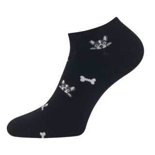 Voxx Dámské ponožky kotníčkové Bibiana černé pejsci