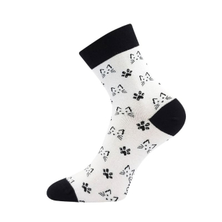 Voxx Devive Ponožky obrázkové bílé kočky