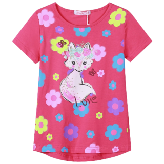 DÍVČÍ TRIČKO tm.růžové Kugo HC9336