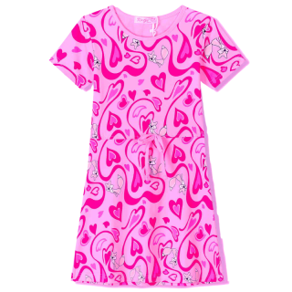 DÍVČÍ ŠATY tm.růžové Kugo DS9398