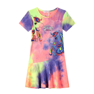 DÍVČÍ funkční ŠATY modrá/růžová Kugo MS7113