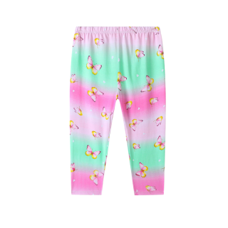 Dívčí 3/4 legíny zelená/růžová Kugo SL3566