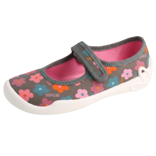 Dívčí baleríny šedé kytička Befado 114Y552
