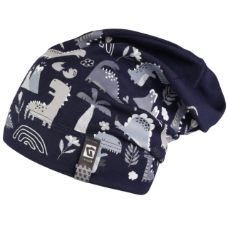 Chlapecká bavlněná ČEPICE tm.modrá Pepe Dráče Dino