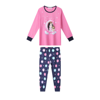 DÍVČÍ PYŽAMO růžová/tm.modrá Kugo MP5899