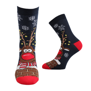 Vánoční teplé ponožky tm.modré Rudy  Fuski Boma