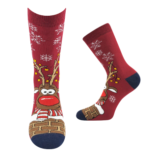 Vánoční teplé ponožky vínové Rudy  Fuski Boma