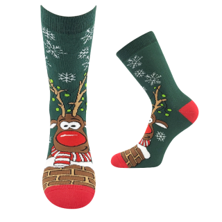 Vánoční teplé ponožky zelené Rudy  Fuski Boma