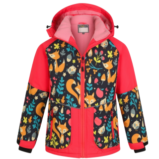 Dívčí ZIMNÍ BUNDA neonová červená Kugo PB5881