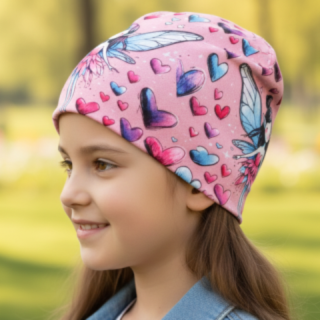 Dívčí funkční čepice Bruno srdíčka růžová B208 Dráče