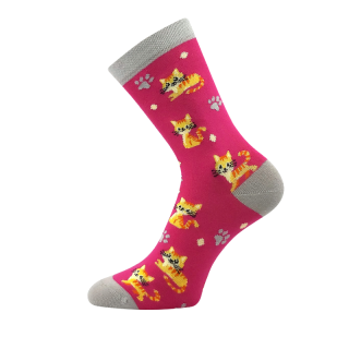 Dívčí ponožky růžové kočky Fuski Boma Voxx