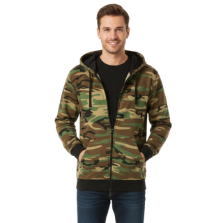 Pánská maskáčová mikina teplejší CAMO Zipper khaki hnědá Malfini