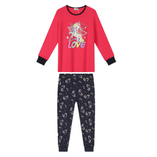 DÍVČÍ PYŽAMO růžová/ tm.modrá Kugo MP1755