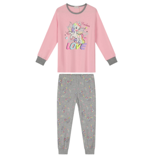 DÍVČÍ PYŽAMO růžová/šedá Kugo MP1755