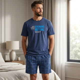 PÁNSKÉ LETNÍ PYŽAMO modré Wolf&Wolfie S2675A