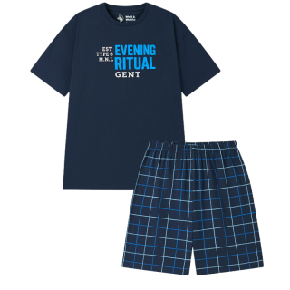 PÁNSKÉ LETNÍ PYŽAMO tm.modré Wolf&Wolfie S2675A