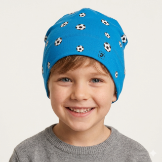 Chlapecká bavlněná čepice fotbalista modrá Pepe Dráče