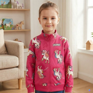 Dívčí teplejší mikina tmavě růžová Kugo GM9771
