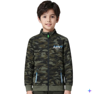 Chlapecká maskáčová mikina khaki Kugo JK9532