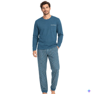 Pánské pyžamo modrošedé Wolf & Wolfie S2676C