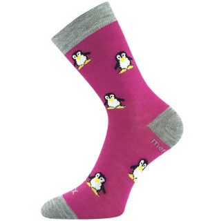 Dětské vlněné merino ponožky fuchsia Penguinik Fuski Boma Voxx