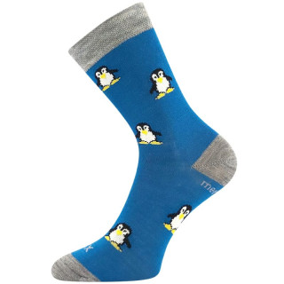Dětské vlněné merino ponožky tmavý tyrkys Penguinik Fuski Boma Voxx