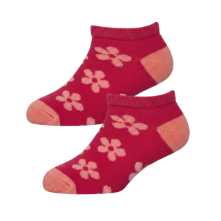 vel.80-92-Dívčí kotníčkové ponožky s kytičkami Design Socks -tm.růžová barva