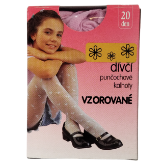 116-140-Miki 4-Dívčí punčochové kalhoty vzorované s kytičkami EVONA