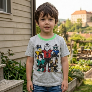 98-Chlapecké tričko - krátký rukáv - WOLF - barva šedý melír