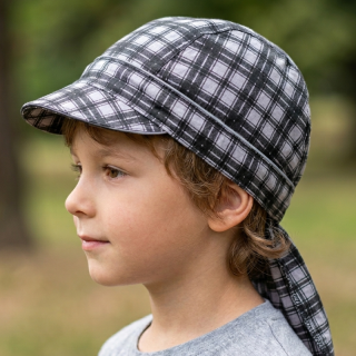 vel.54-Chlapecký letní pirát s kšiltem Rockino - šedo-černá barva