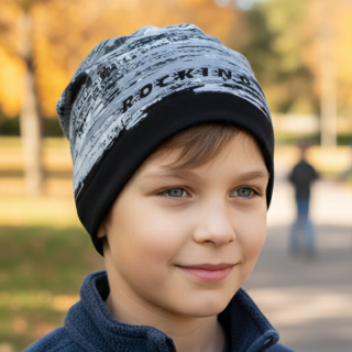 vel.52-Chlapecká podzimní/jarní čepice Rockino černá barva