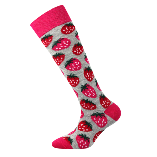Dívčí podkolenky Fuski Boma - šedo-růžové - jahůdky